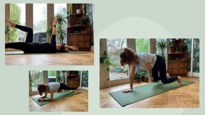Kerry Law doing a three core exercises at home, as recommended by a personal trainer