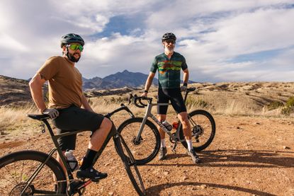 Two gravel riders wearing Pearl Izumi apparel