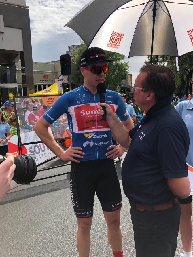 Max Walsheid in blue for stage 2 at the Tour Down Under