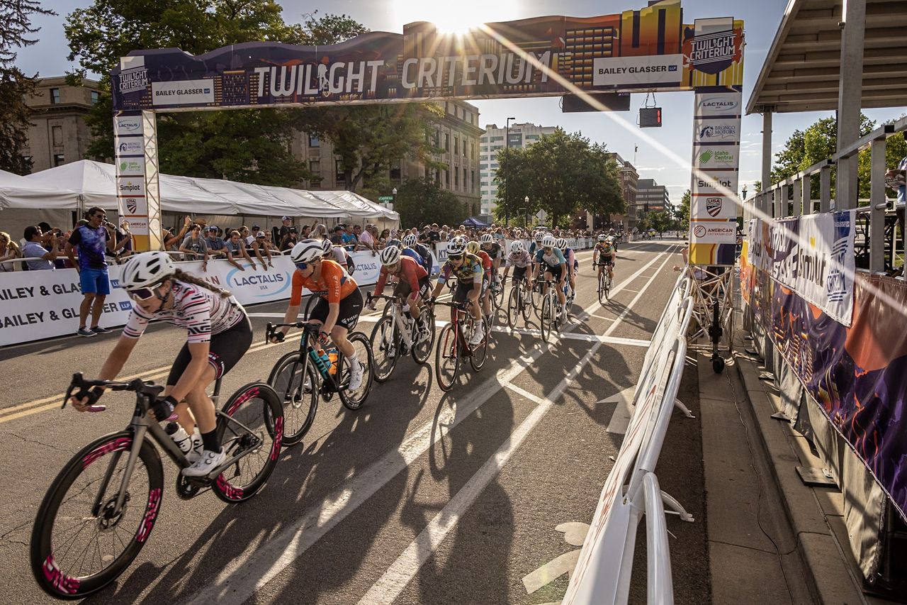 The pro women ride 2024 Bailey Glasser Boise Twilight Criterium around Idaho's capital