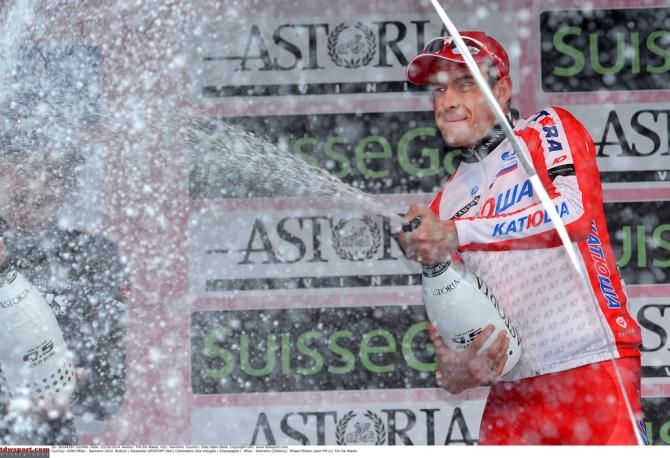 Kristoff found one last reserve of energy to spray some champange
