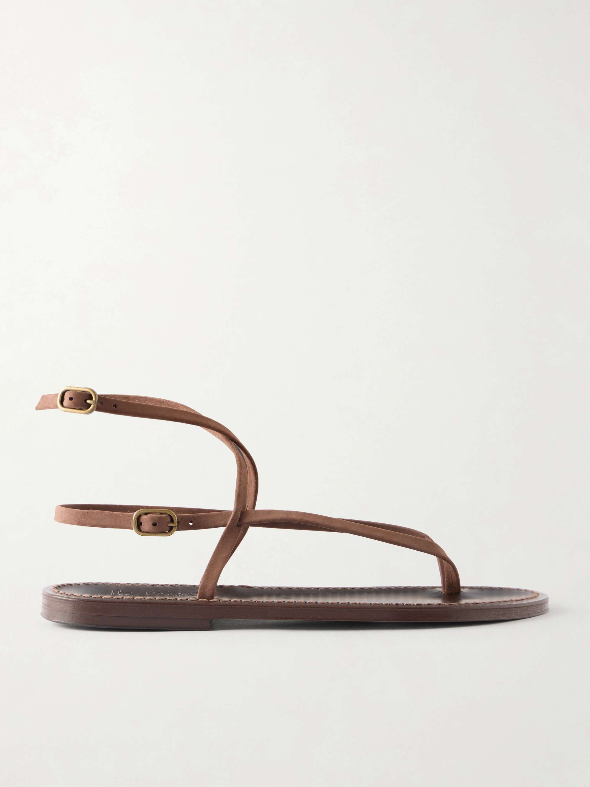 Abako Nubuck and Leather Thong Sandals