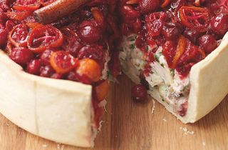 Hairy Bikers' turkey and ham pie with cranberry topping