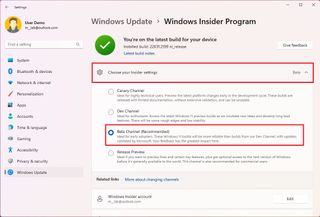 Windows 11 change to Beta Channel
