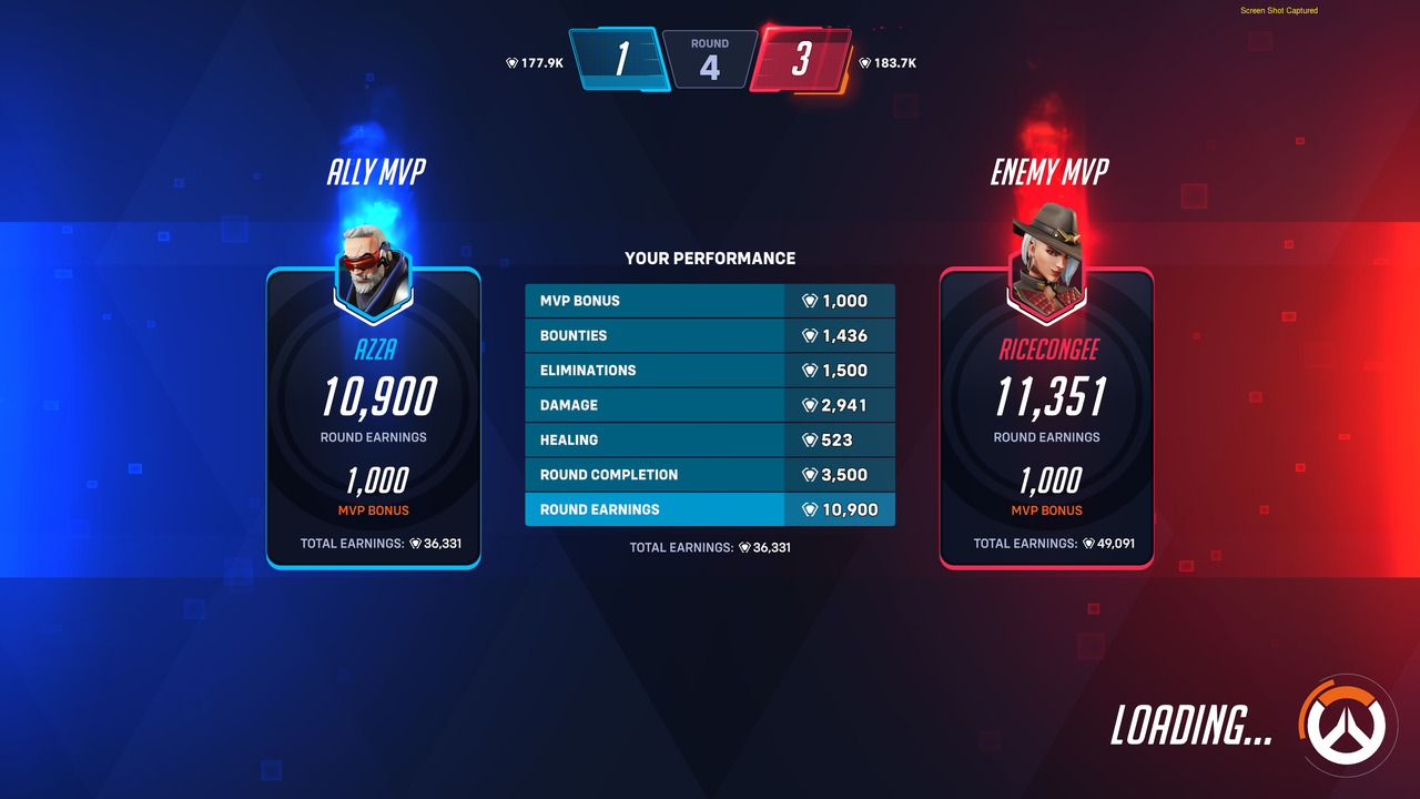 Mid match screen