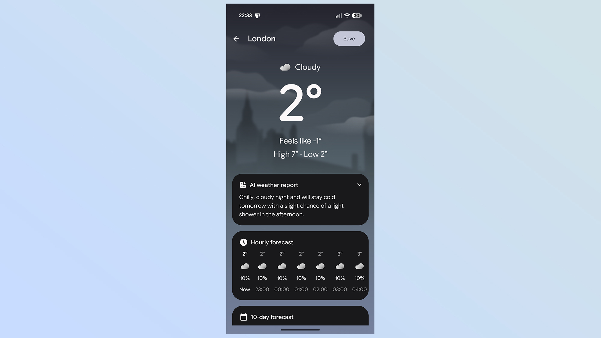 pixel ai weather summary app