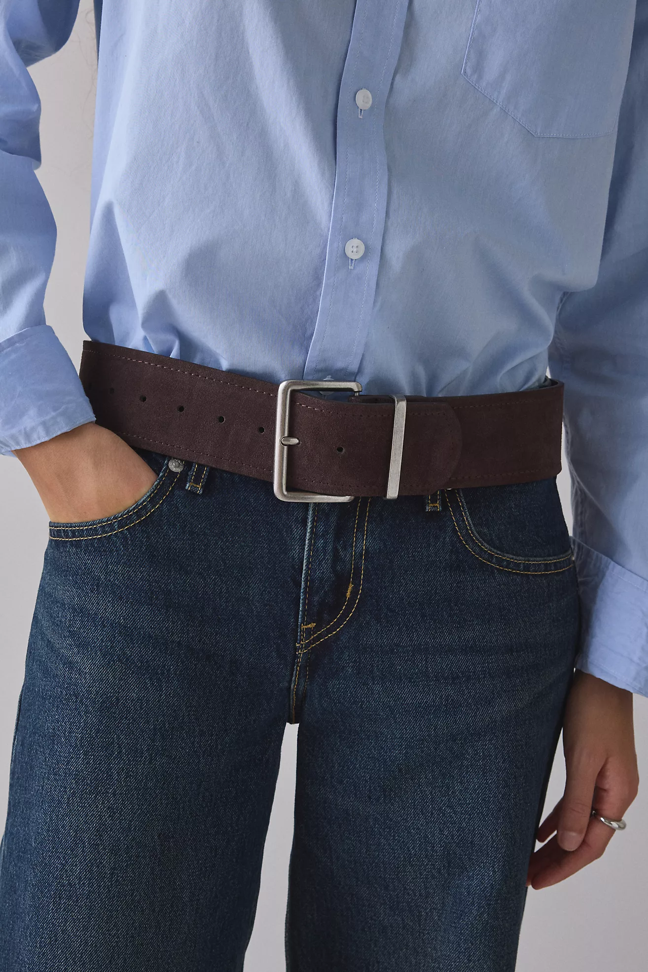 Buckled Wide Suede Belt