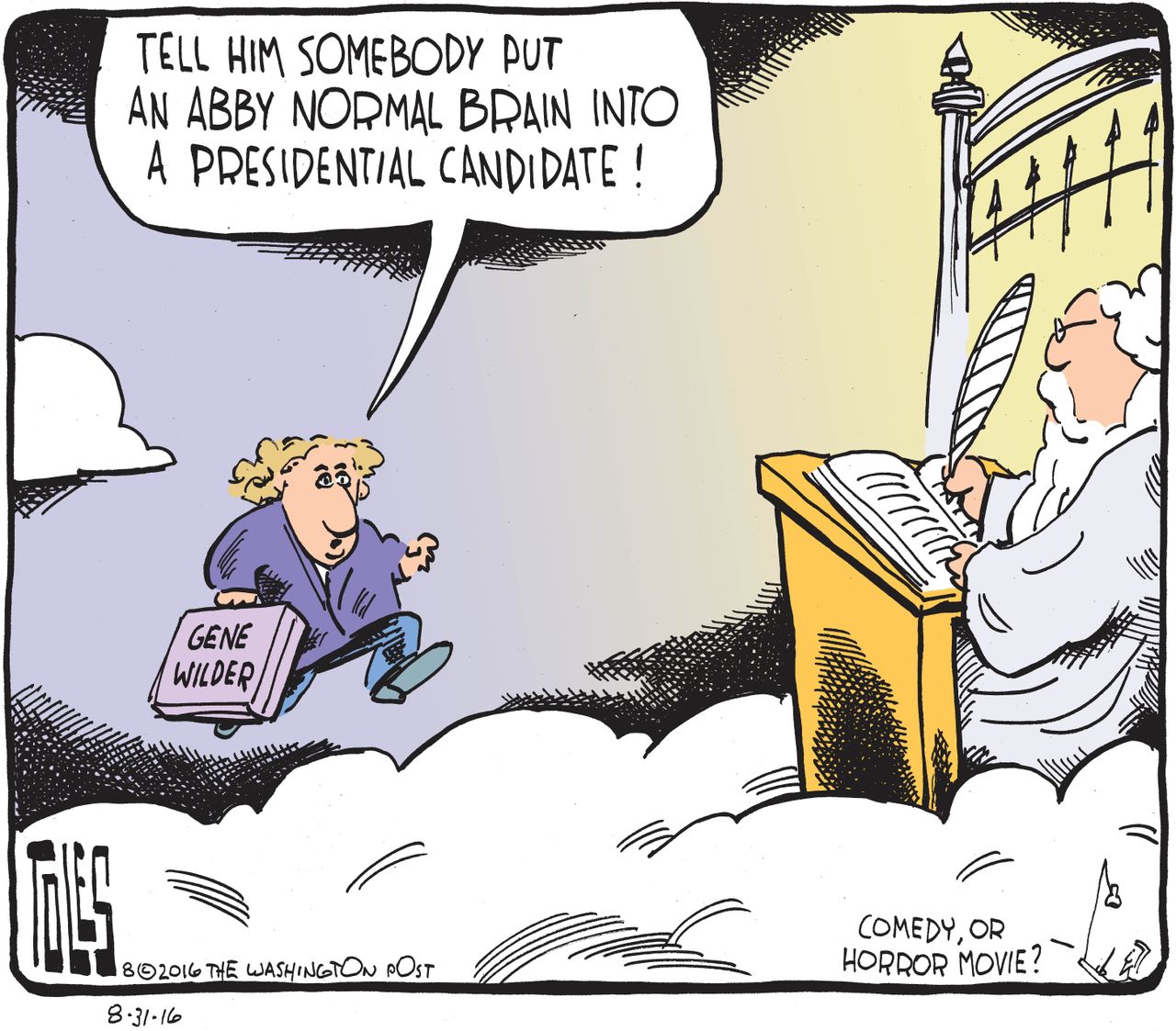 Editorial cartoon U.S. Gene Wilder Heaven