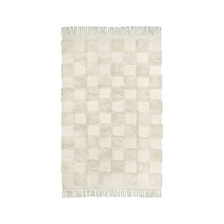 Lahome Boho Bedroom Rug - white chequered rug that