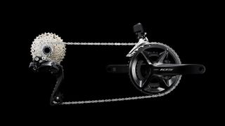 The new Shimano 105 groupset on a black background