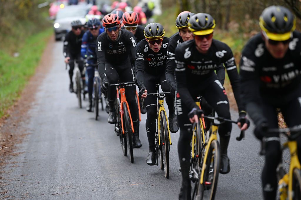 CHANTADA SPAIN FEBRUARY 23 Jonas Vingegaard of Denmark and Team Visma Lease a Bike competes during the 3rd O Gran Camio The Historical Route 2024 Stage 2 a 1512km stage from Taboada to Chantada 481m on February 23 2024 in Chantada Spain Photo by Dario BelingheriGetty Images