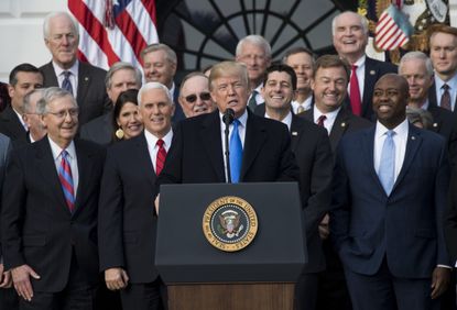 President Trump and Republican lawmakers at the White House