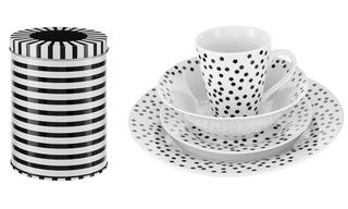 crockery with stripped design