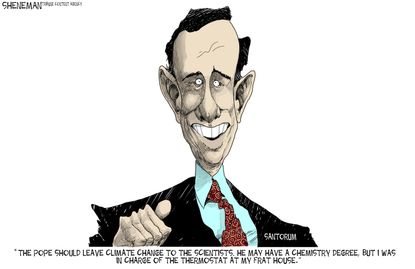 Political cartoon Climate Change Rick Santorum