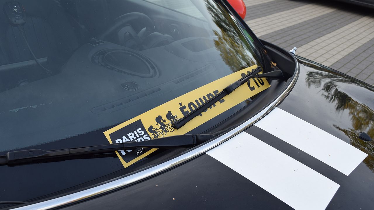 Windscreen wipers can cause havoc with the race convoy identification stickers, sticking them low can keep them out of the wind and avoid peeling off mid-race