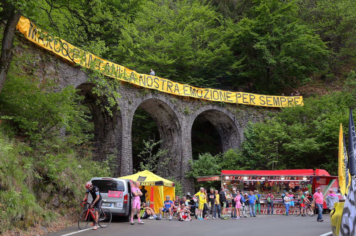 The 'Marco Pantani corner' on the climb to Oropa was again a favourite spot for the tifosi