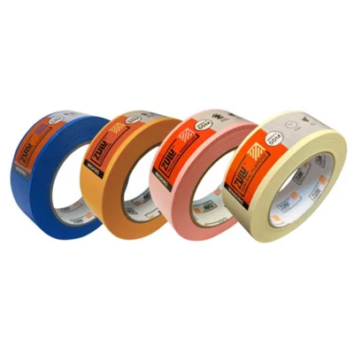 Zulu Precision Masking Tape Set for Painters 38mm X 50m - Multi Surface Adhesive Roll (beige, Blue, Pink, Yellow), 4 Pack