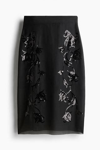 H&M Sequinned Organza Skirt