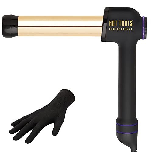 Hot Tools Pro Artist 24k Gold Curlbar Curling Wand | Long Lasting, Defined Curls (1-1/4 In)