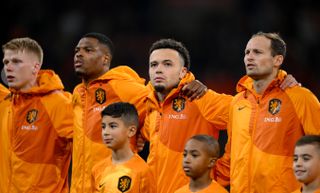 Netherlands players line up ahead of a game against the Republic of Ireland in November 2023.
