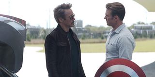 Avengers: Endgame Tony Stark and Steve Rogers face each other Cap holds shield