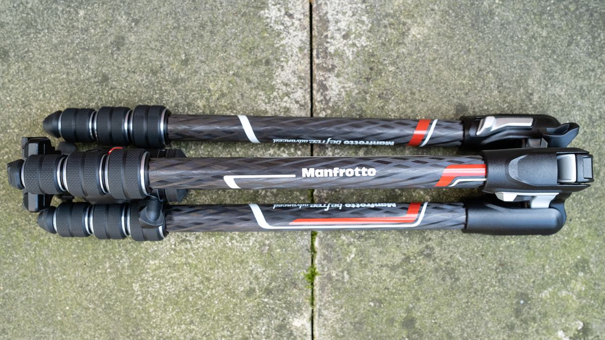 Manfrotto Befree Advanced Carbon Fiber Travel Tripod folded on ground