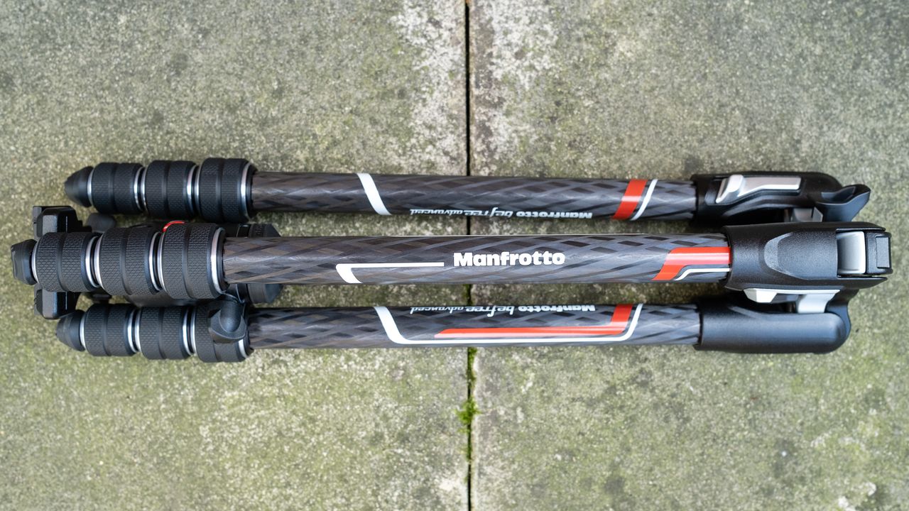 Manfrotto Befree Advanced Carbon Fiber Travel Tripod folded on ground