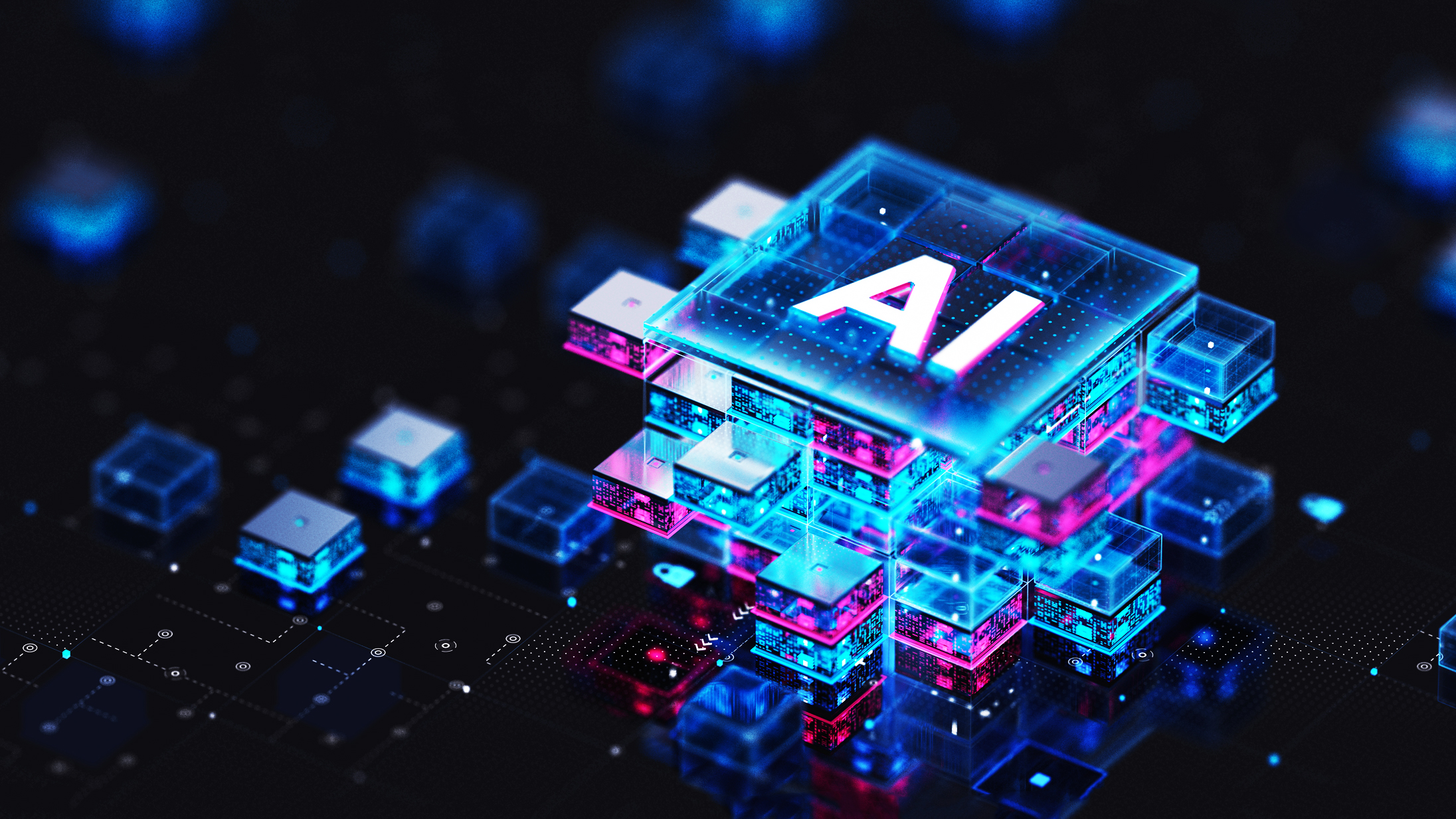 AI. Big data concept. 3D render