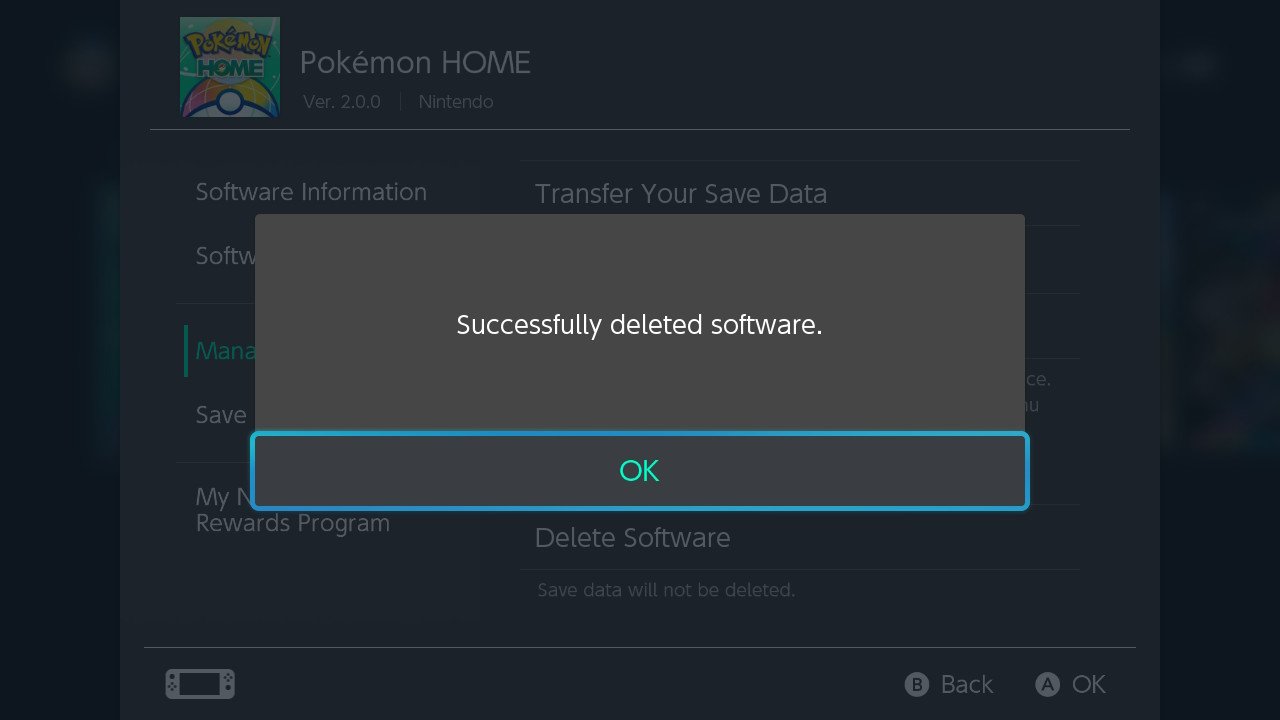 Pokemon Home Uninstall Ok
