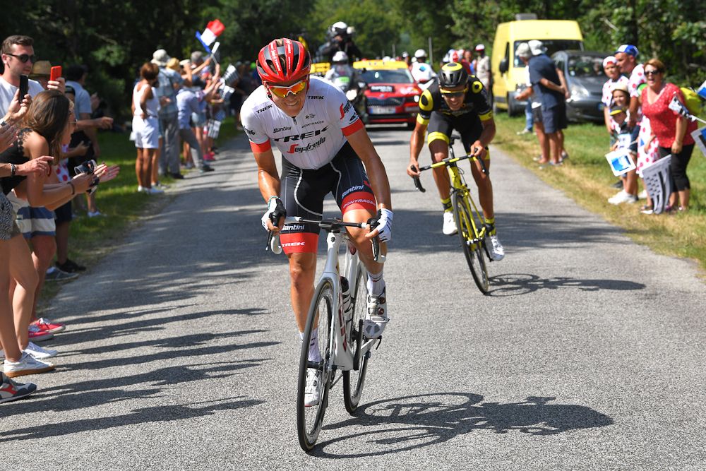 Toms Skujins attacks to win KOM points during stage 5 at the Tour de France