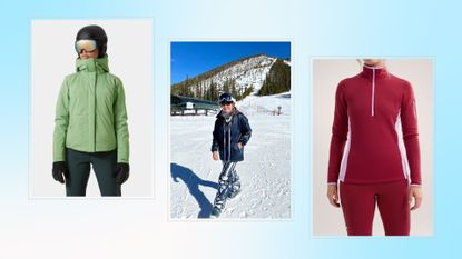 composite of models showing what to wear skiing for women in 2024