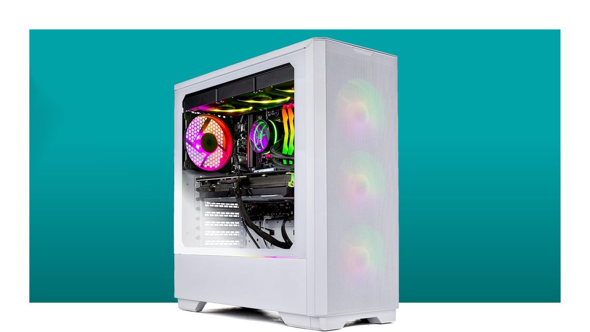 Skytech Eclipse Lite gaming PC on blue background