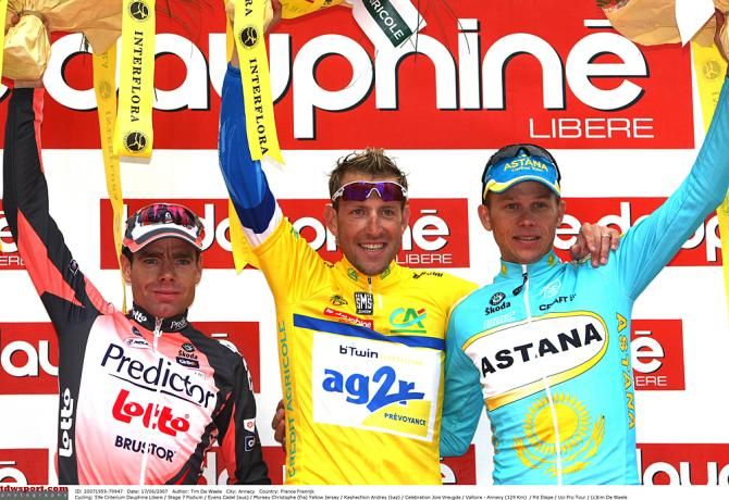 The 2007 podium: Cadel Evans, Christophe Moreau and Alexander Vinokourov