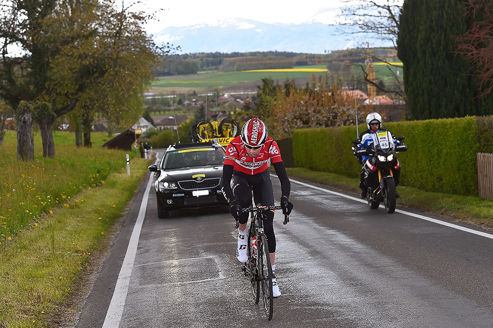 Lotto Soudal's Sander Armee tries his luck alone durng stage 4 at the Tour de Romandie