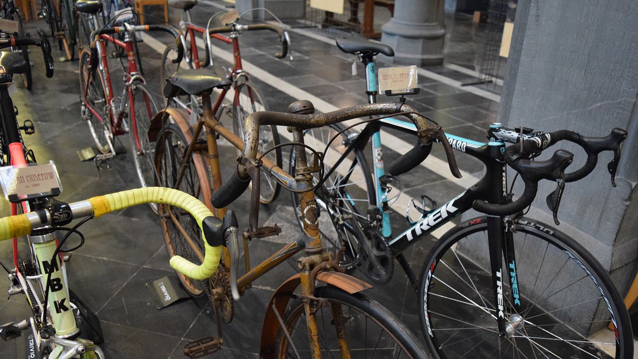 The front end of Frantz' bike alongside a more recent Trek