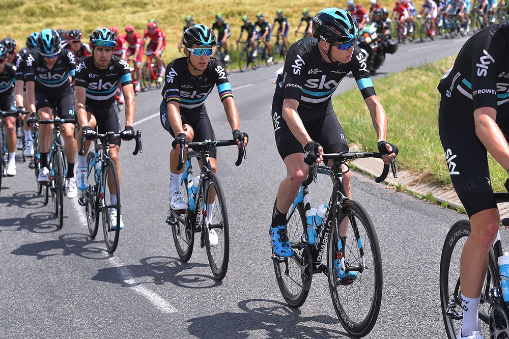 Team Sky on stage 2 of the Criterium du Dauphine