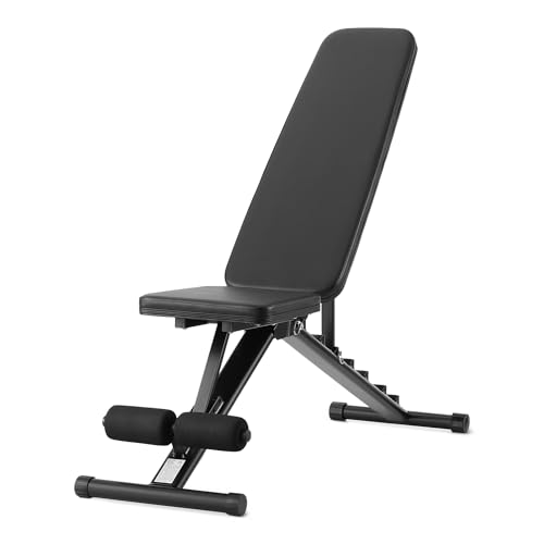 Amazon Basics Adjustable Workout Weight Bench Press, Foldable for Home Gym, Black, 135 X 38 X 116 Cm