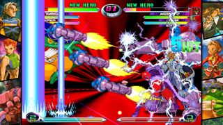 Marvel hero Storm using a special ability in Marvel vs. Capcom Fighting Collection: Arcade Classics