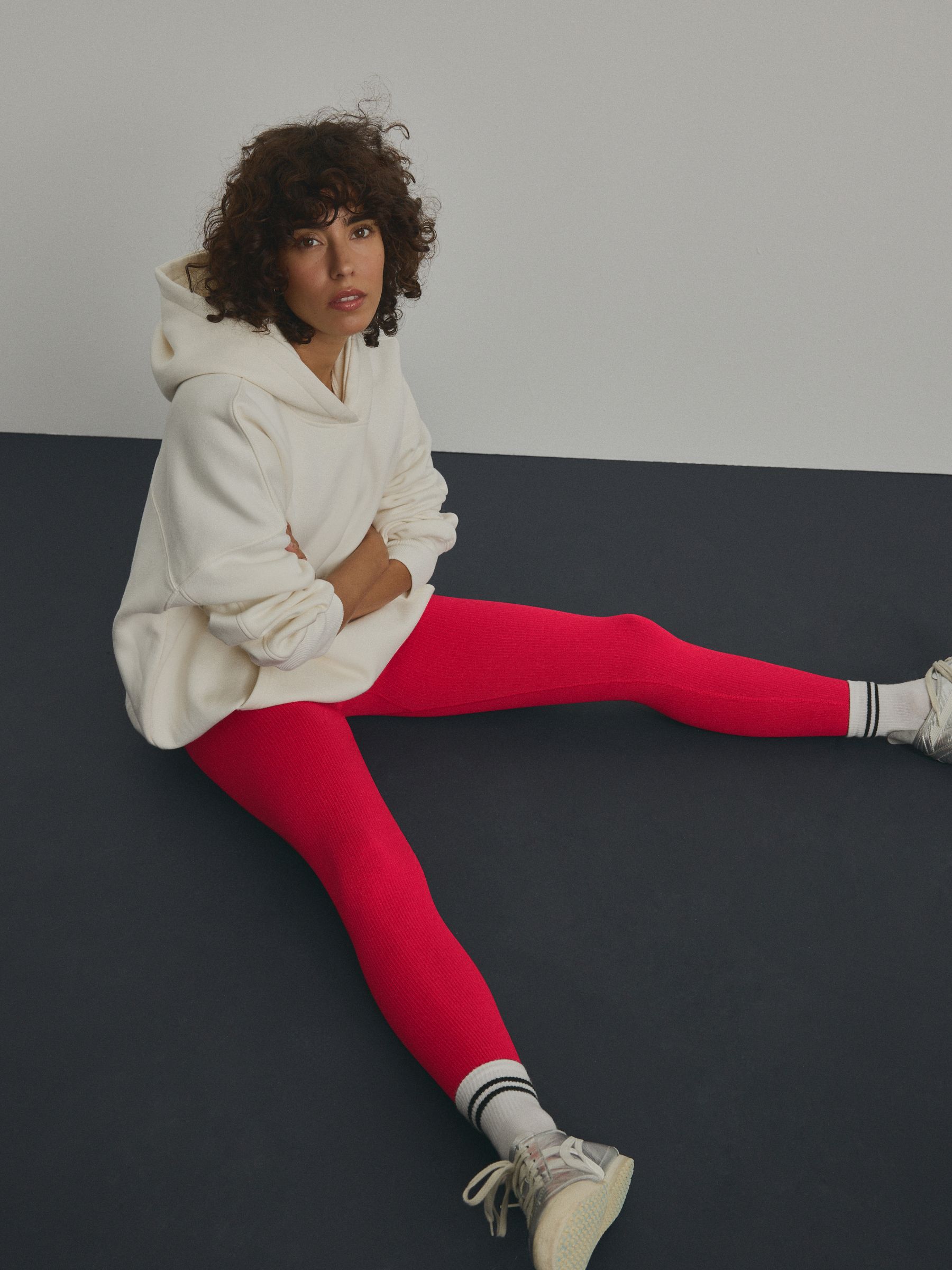 Red Ribbed Seamless High Waist Leggings