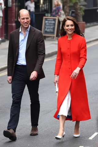 The Princess Of Wales steps out in red coat, tapping into one of the biggest runway trends of the season.