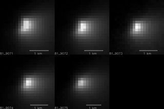 Images of Comet Siding Spring, taken by the High Resolution Imaging Science Experiment (HiRISE) camera aboard the Mars Reconnaissnce Orbiter. HiRISE measured the comet's nucleus to be 1.2 miles (2 km).