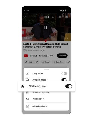 YouTube is rolling out a "stable volume" option to balance a video's audio.