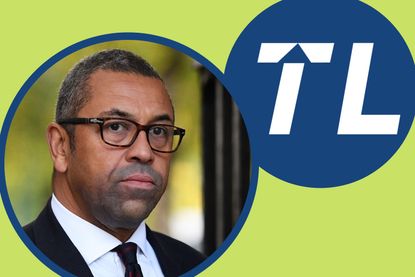 a collage showing the T Level badge and education minister James Cleverly