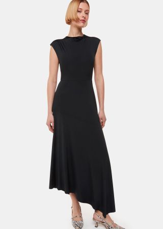 Black Iris Asymmetric Jersey Dress