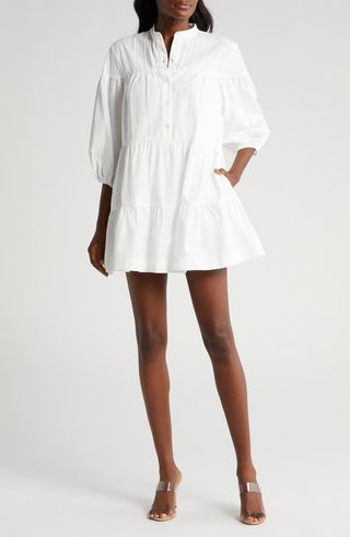 Addison Tiered Cotton Mini Shirtdress