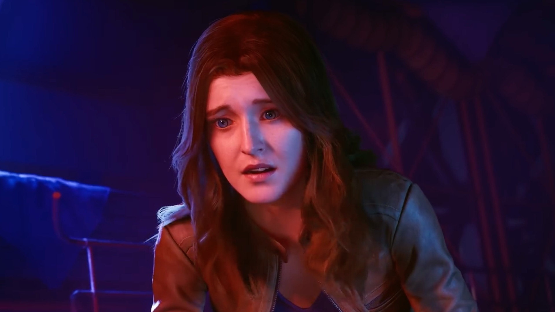 Mary Jane looks worried in a screenshot from Marvel's Spider-Man 2