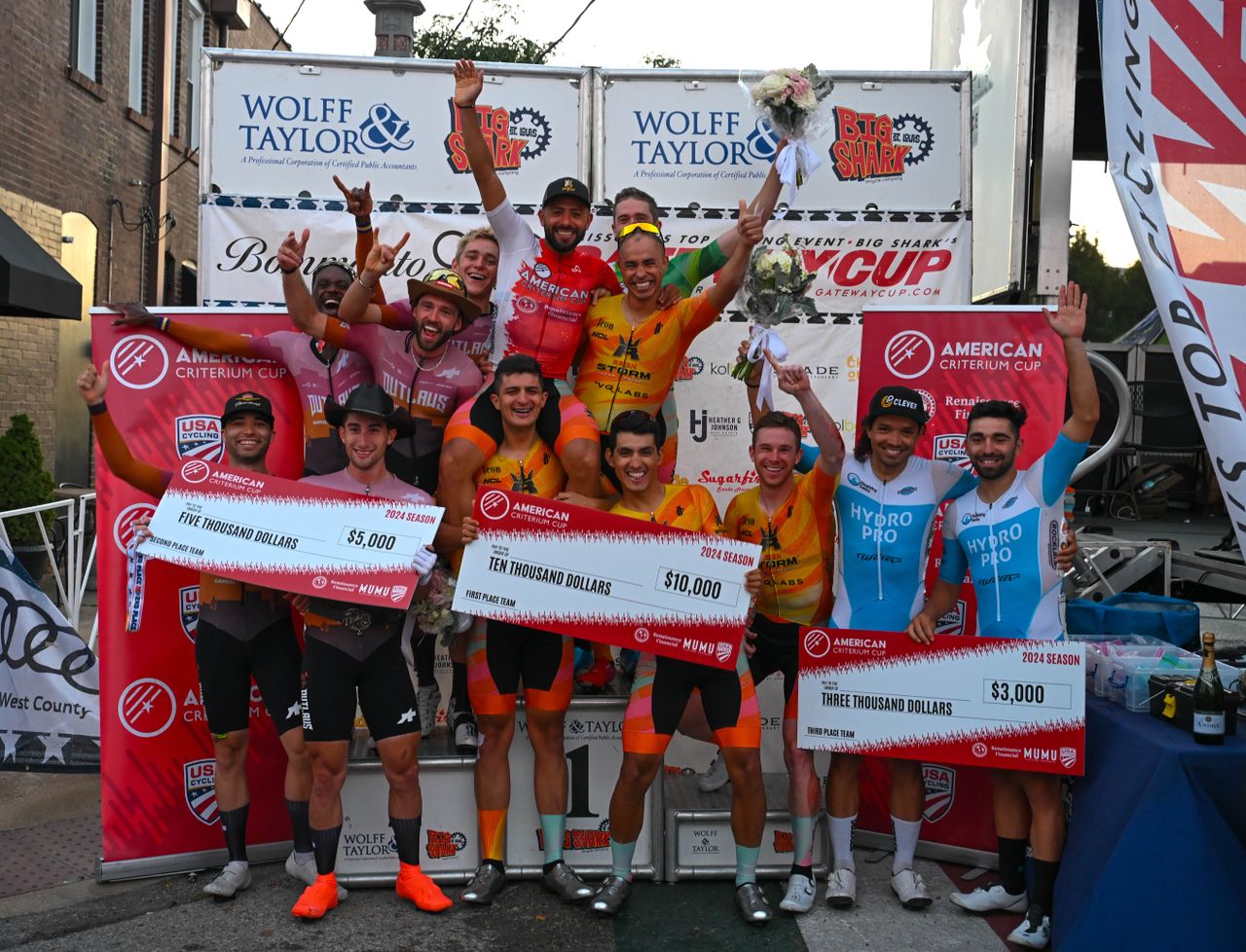 Podium for top men's teams - Austin Outlaws second overall, REIGN Storm Racing winners and Rockland Development third overall