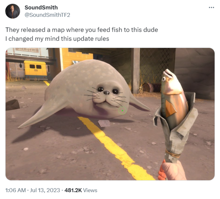 A tweet about the Team Fortress 2 seal.