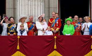 Duchess Sophie with Queen Elizabeth II on the Buckingham Palace balcony with members of the Royal Family