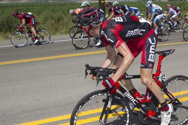 Chris Butler (BMC) keeps a watchful eye on the chase